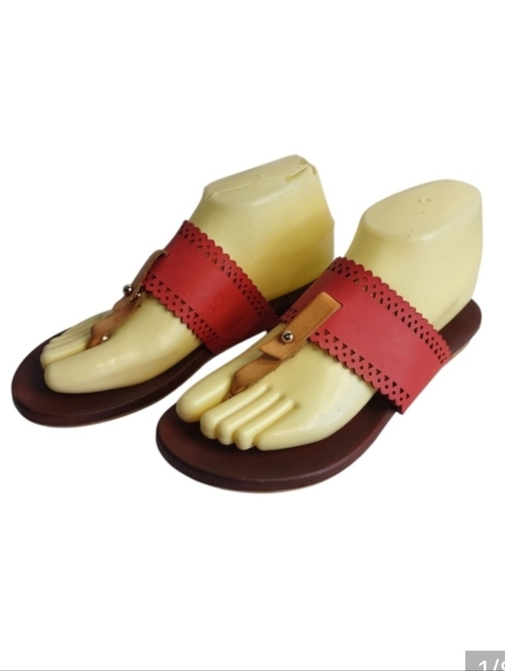 Relativity Women's Red Faux Leather Slide Sandals Size 6